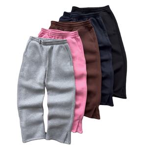 OEM de alta calidad de algodón acampanado Jogger Pant String hombres Streetwear logotipo personalizado suelto Ajuste Plano liso teñido Casual pantalones de chándal - Product Image 1