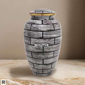 Urne funéraire classique en briques brossées peintes à la main, nouvelle urne commémorative pour cendres humaines ou d'animaux, urnes funéraires décoratives en métal - Product Image 3