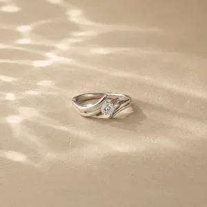 Oval Cut Moissanite Moon Fashion <b>Ring</b> in <b>Gold</b> Plated Rhodium with GRA Certificate - Product Image 5