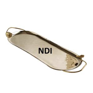 Bandeja de servicio de metal con acabado personalizado de diseñador atractivo con asas para bandeja de servidor de alimentos de desayuno - Product Image 3