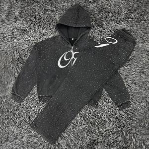 ชุดวอร์มลำลองสำหรับผู้ชายชุดเสื้อผ้าสองชิ้นระบายอากาศได้ดีทำจากผ้าฝ้าย100% มีฮู้ดสำหรับใส่เล่นกีฬามีโลโก้ได้ตามต้องการ - Product Image 1