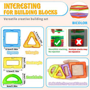 ชุดตัวต่อแม่เหล็กขนาดใหญ่ ของเล่นเสริมพัฒนาการ STEM ชุดก่อสร้างแม่เหล็กพลาสติก สำหรับเป็นของขวัญวันเกิด - Product Image 2