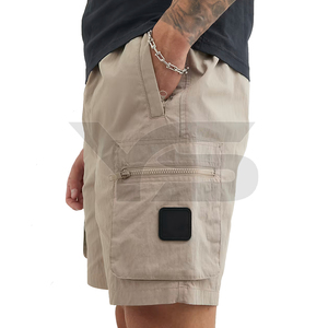 Short 100% coton pour hommes-Short respirant décontracté avec logo personnalisé-Short cargo solide à taille moyenne en non-tissé avec poches multiples à la mode - Product Image 6