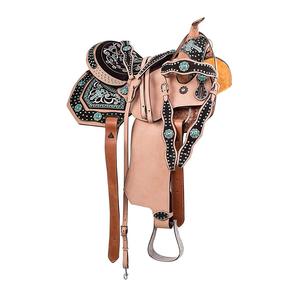 อานม้าทรงเวสเทิร์น ROYAL INTERNATIONAL รุ่นขายดีที่สุด หุ้มด้วยหนังกลับ ตกแต่งลายปักสวยงาม เหมาะสำหรับการขี่ม้าแข่ง ผลิตโดยผู้ส่งออก - Product Image 5