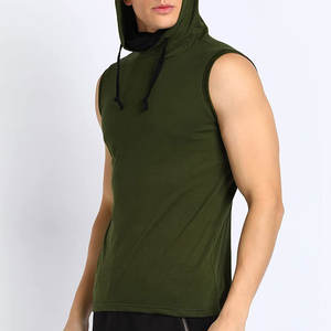 Hombres sin mangas gimnasio desgaste Fitness en blanco sin mangas sudaderas con capucha al por mayor - Product Image 3