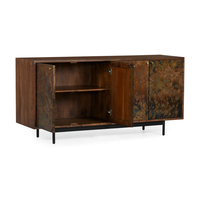 Buffet en bois de manguier massif Portes en cuivre antique Dernière conception pour la maison Bar Ferme Salle à manger Salle de bain Chambre à coucher Hôpital École