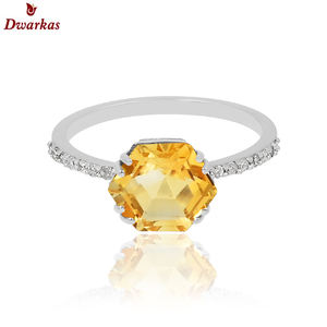 Bague en pierre précieuse citrine naturelle en argent sterling 925 plaqué or à trois pierres stock prêt en gros - Product Image 5