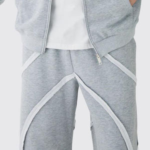 Tendance jambe large Joggers Streetwear piste hommes pantalons avec contraste passepoil coupe ample fermeture éclair poche lavé pantalons de survêtement 2026 - Product Image 3