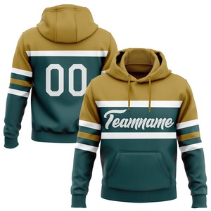 Sudadera con capucha personalizada cosida Midnight Green White-Old Gold Line Sports Pullover - Product Image 1