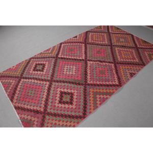 พรมตุรกีขนาด 4.4x7.8 ฟุต ลายแดงแบบนามธรรมสไตล์วินเทจ - Product Image 4