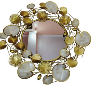 Advantageous Design Lotus Pattern Metal Wall <b>Mirror</b> Creative Quality Metal Wall <b>Mirror</b> For Living Room Bedroom Bathroom - Product Image 4