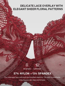 Conjunto de sujetador y braga de encaje sin forro, transpirable, sin costuras, con aros y efecto push-up, talla grande, personalizado por Hexin, para mujer (Nylon/Spandex) - Product Image 3