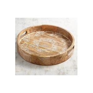 Bandeja de servicio de diseño de tendencia con la bandeja de desayuno de madera de forma redonda de mayor calidad a precios competitivos - Product Image 1