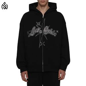 2025 nuevas sudaderas con capucha para hombre, venta al por mayor, sudaderas con cremallera y diamantes de imitación, venta al por mayor, logotipo personalizado, sudaderas con capucha de algodón para hombre - Product Image 1