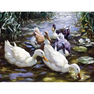 A. Koester's FIVE DUCKS Lac Oiseaux Carrelage Mural Cuisine Dosseret 10x8 Céramique Murale - Product Image 1