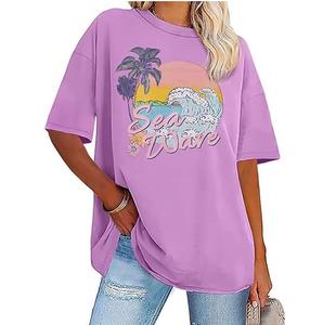 Camiseta de gran tamaño personalizada para mujer, camiseta de calle holgada de algodón OEM con diseño de logotipo serigrafiado - Product Image 1