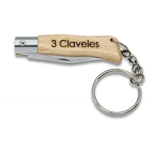 Coltello con lama in acciaio inossidabile da 45 mm e portachiavi in legno da 55 mm (3 Claveles 01786) - Product Image 3