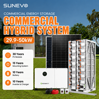 Kit de système d'énergie solaire hybride industriel Sunevo 30kW 40kW 50kW avec onduleur Growatt pour le raccourcissement des pics de consommation des bâtiments commerciaux
