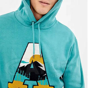 Design personnalisé 100% pulls à capuche en coton biologique broderie chenille avec autocollant numérique couleur unie Offre Spéciale pour l'hiver - Product Image 5