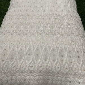 Tela de Georgette Bordada de Viscosa Pura, Koti Lehnga Tradicional India, Tejido Transpirable Liso, Recubierto de PA, Mediano, para Niños y Niñas - Product Image 1