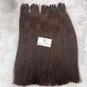 Extensiones de cabello liso vietnamita virgen 100%, pelucas frontales de cabello humano caliente de longitud larga con base de tupé de encaje negro, marrón oscuro - Product Image 4