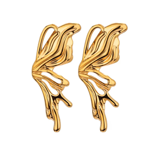 Geometric Irregular 18K Gold Plated <b>Stainless</b> <b>Steel</b> <b>Ring</b> Adjustable Women's Fashion Drop Earrings - Product Image 3