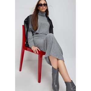 Jupe crayon midi décontractée pour femme de bureau en maille douce, tissu crocheté, taille naturelle, 60% polyester, Mega Merchant, taille XS - Product Image 4