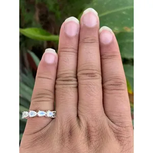 Eternity Band Pear Cut <b>Moonstone</b> <b>Ring</b> 925 Sterling Silver Handmade Gemstone <b>Ring</b> Wholesale Jewelry Supplier - Product Image 3