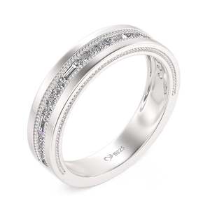 Jeulia Classic Emerald Cut Men's <b>Eternity</b> Band Sterling <b>Silver</b> Wedding <b>Ring</b> with Zircon - Product Image 2