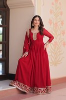Costume Anarkali Georgette en soie pour femmes avec imprimé Dupatta pour mariages Robe de travail élégante pour filles
