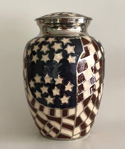 Urne de crémation en aluminium bleu ciel pour cendres humaines, urne commémorative fabricant indien L MAX B exportation - Product Image 2