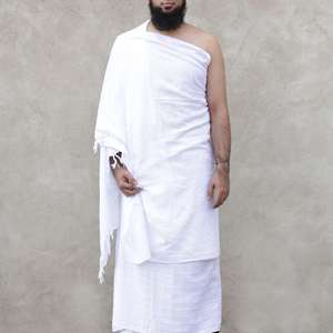 Toallas de algodón de calidad fina suave transpirable blanco Umrah & Hajj Ihram Ahram Ehram de talla grande hasta el suelo Thobes Jubbah Man Ihrams - Product Image 5