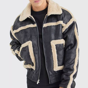 Veste en cuir de vache pour homme de style sherpa, design luxueux, imperméable, coupe-vent, respirante, hiver, logo avant, style urbain - Product Image 3