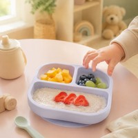 Maßgefertigter Silikon-Saugnapfteller mit Unterteilungen für Babys und Kinder, Private Form OEM ODM Entwicklung, Individuelle Größe