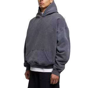 Luxe 500gsm coton polaire lourd impression personnalisée Logo mode vente d'hiver pull noir goutte épaule à capuche - Product Image 1