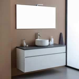 120cm White <b>Wood</b> Bathroom Vanity <b>Unit</b> with Anthracite Shanghai Top - Product Image 1