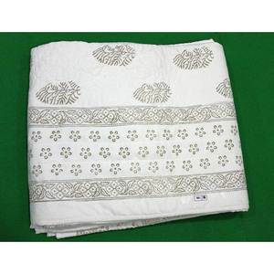 Handmade Traditional White Cotton Quilt <b>Kantha</b> Pattern Summer Soft Bedspread Sofa <b>Throw</b> From Jaipur Handblock Print <b>Kantha</b> Quilt - Product Image 3