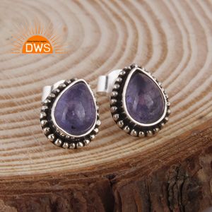 Pendiente de tanzanita natural de plata esterlina oxidada de la mejor calidad, fabricante de joyería personalizada - Product Image 2