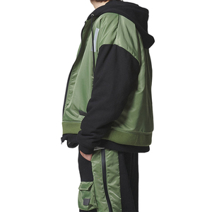 Sweat à capuche pour homme en molleton vintage à blocs de couleur, surdimensionné, à épaules tombantes, patchwork, en tissu satiné de qualité supérieure - Product Image 5