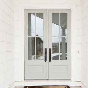 Puerta de Entrada de Madera con Ventanas Dobles de Vidrio Templado para Apartamento - Product Image 1