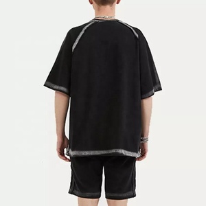 Ensemble t-shirt homme hip hop, 2 pièces, logo personnalisé, vintage, court, été, 2022 - Product Image 3