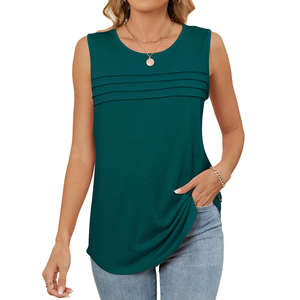 Camiseta sin mangas de verano para mujer, tallas S-XXL, estilo chino, transpirable, ecológica, 100% poliéster, diseño plisado, sin mangas - Product Image 3