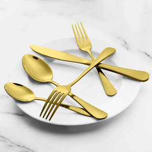 Ensemble de couverts en laiton, 24 pièces, cuillère, fourchette et couteau, ustensiles de cuisine, ensemble de couverts en acier miroir aux meilleurs prix - Product Image 3