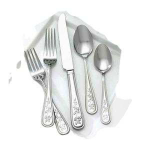 Elegante juego de cubiertos de acero inoxidable con mango de diseñador real, cubiertos baratos para viajes, cubiertos de grado alimenticio, pulido plateado - Product Image 1