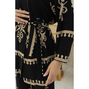 Marina Patterned Viscose Hijab 2 Piece Set Mink - Product Image 4