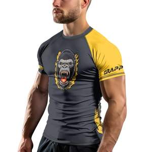 Diseño personalizado Rashguard Hombres Camisa de compresión de manga larga BJJ Gymwear Top de entrenamiento de secado rápido Proveedor OEM - Product Image 3