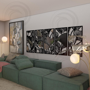 Arte de pared de hierro inspirado en la naturaleza con hojas largas para habitaciones ecológicas disponibles a precio de fábrica - Product Image 2