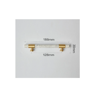 Manija de Puerta de Mármol y Latón, Manija de Piedra Rosa Claro, Herrajes para Muebles de Alta Calidad, Diferentes Tamaños Disponibles - Product Image 3