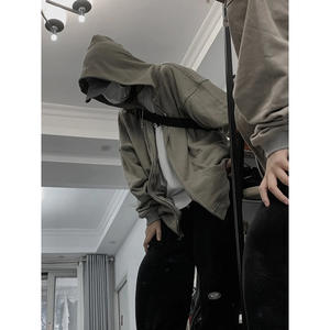 Vêtements de sport pour hommes personnalisés en usine ensemble pour hommes surdimensionné haute qualité capuche requin double fermeture éclair sweats à capuche pantalon Hip Hop survêtement - Product Image 2