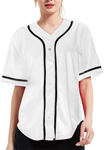 Camiseta de béisbol con cuello en V sublimada de poliéster personalizada, ropa deportiva estampada Unisex con logotipo bordado para hombres y mujeres de softbol - Product Image 6